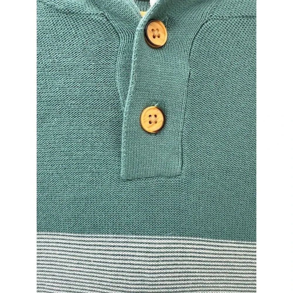 Cat & Jack Boys Green Hooded Striped Henley Sweater Size XL‎ 14